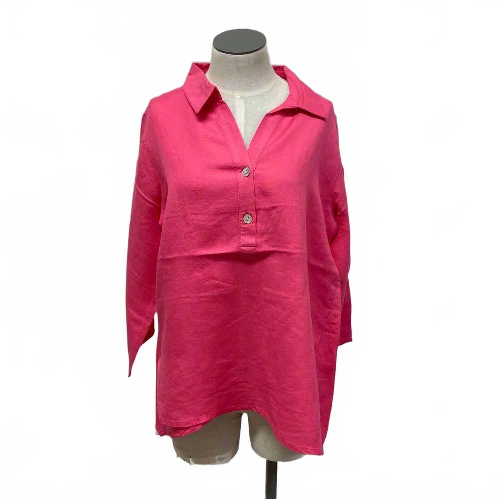 NEW TOOFAN women's double layer tunic in fushcia
